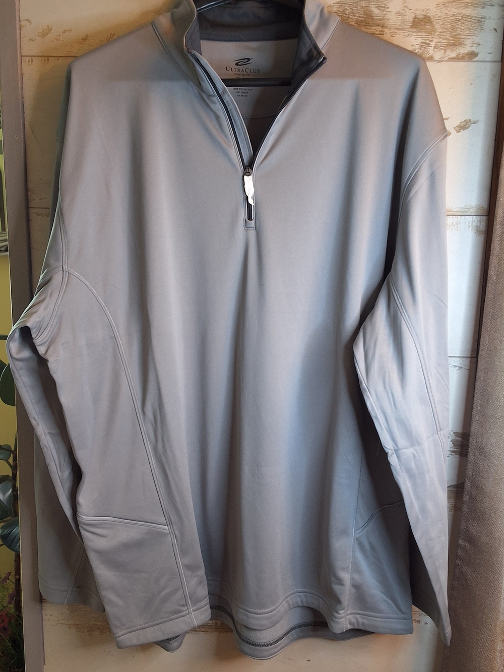 NWT Men's Light Gray Quarter-Zip Pullover Jacket Ultra Club Cool & Dry XL